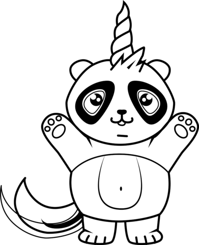 Unicorn Panda Coloring Page